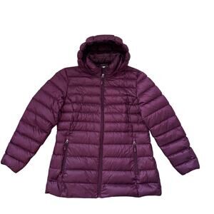 32 Degrees HEAT Down Packable Jacket Puffer Hooded Women’s XL Purple